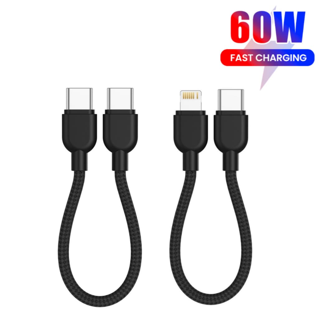 Cabo Curto De 60 W Type C Para De Carregamento Rápido 27 Trançado USB Xiaomi Samsung Power Bank