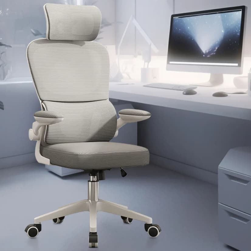 Cadeira Escritório Python Fly Ergonômica Branca Cinza Giratória