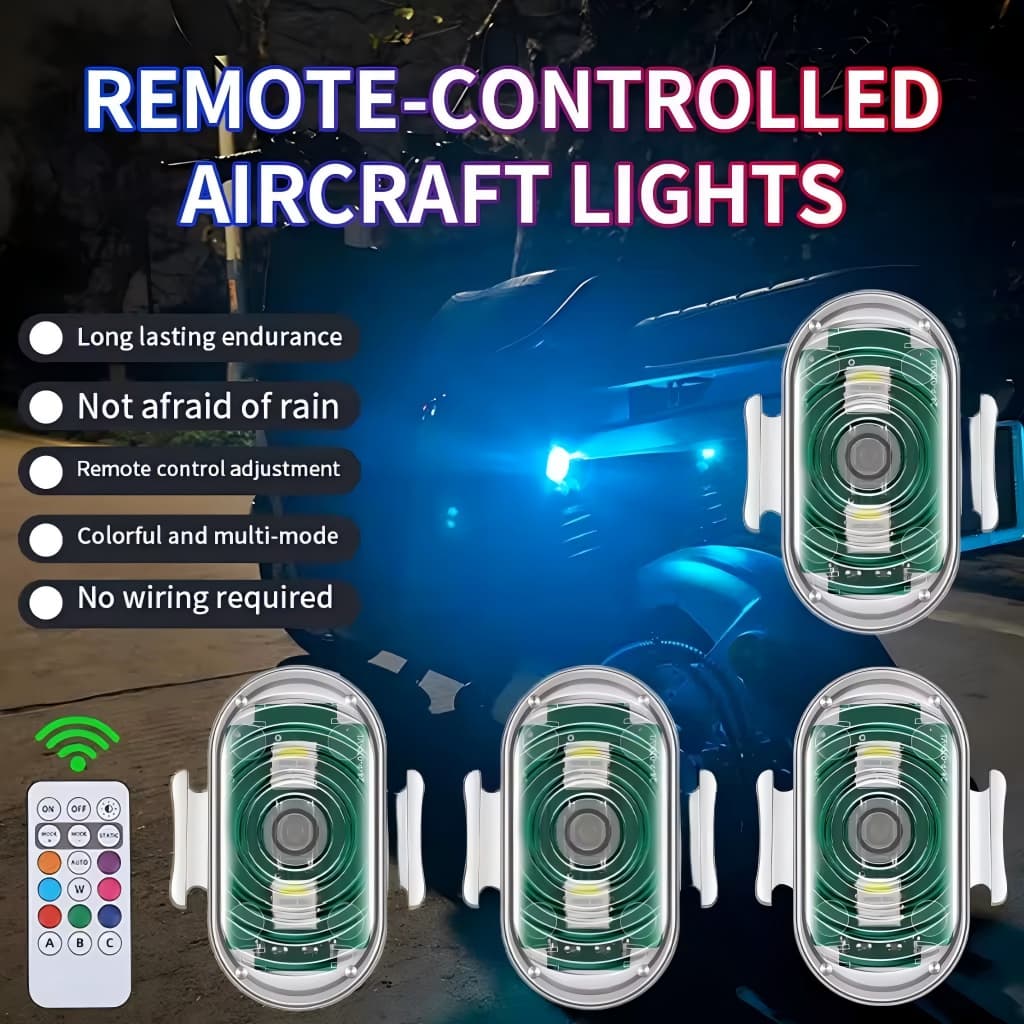 4 PCS RGB LED Luzes Estroboscópicas Com Controle Remoto Sem Fio Para Motocicleta , Sinal De Carro , Drone , 8 Cores , In