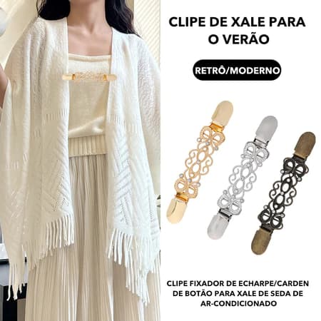 Broche Clipe para Xale, Cachecol e Suéter - Bico de Pato Antiderrapante, Acessório de Malha Estilo Europeu Americano Ret
