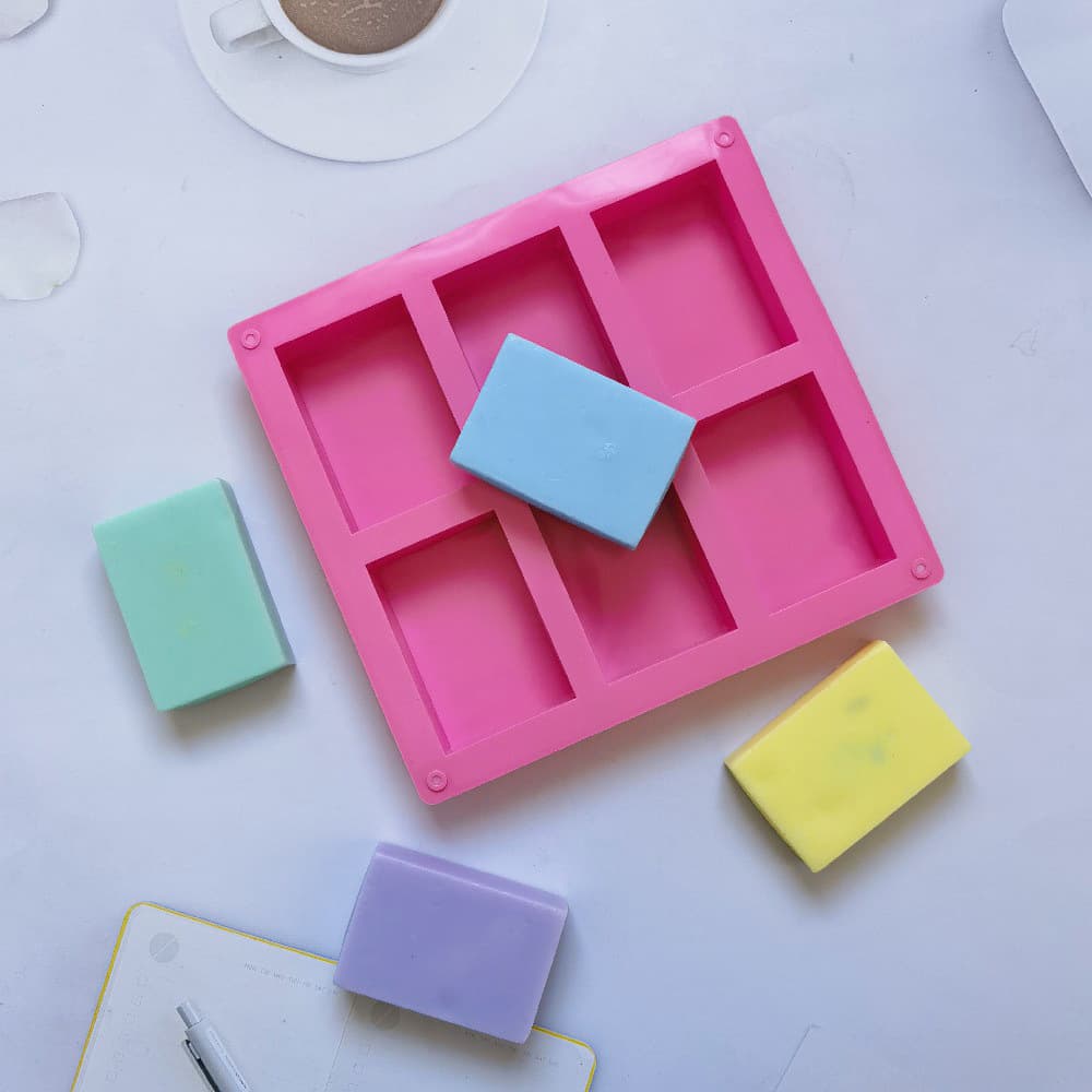 Forma Molde De Silicone Para Fazer Sabonete 90g Formato Oval e Retangular Forma Silicone Texturizada - para bolo, Velas