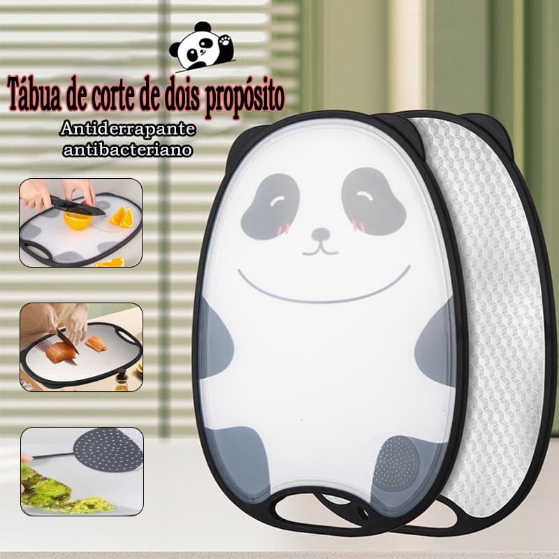 Tábua de Corte Panda Dupla Face - Titânio Premium, Aço Inox 304 Alimentar, Cozinha & Sala de Jantar