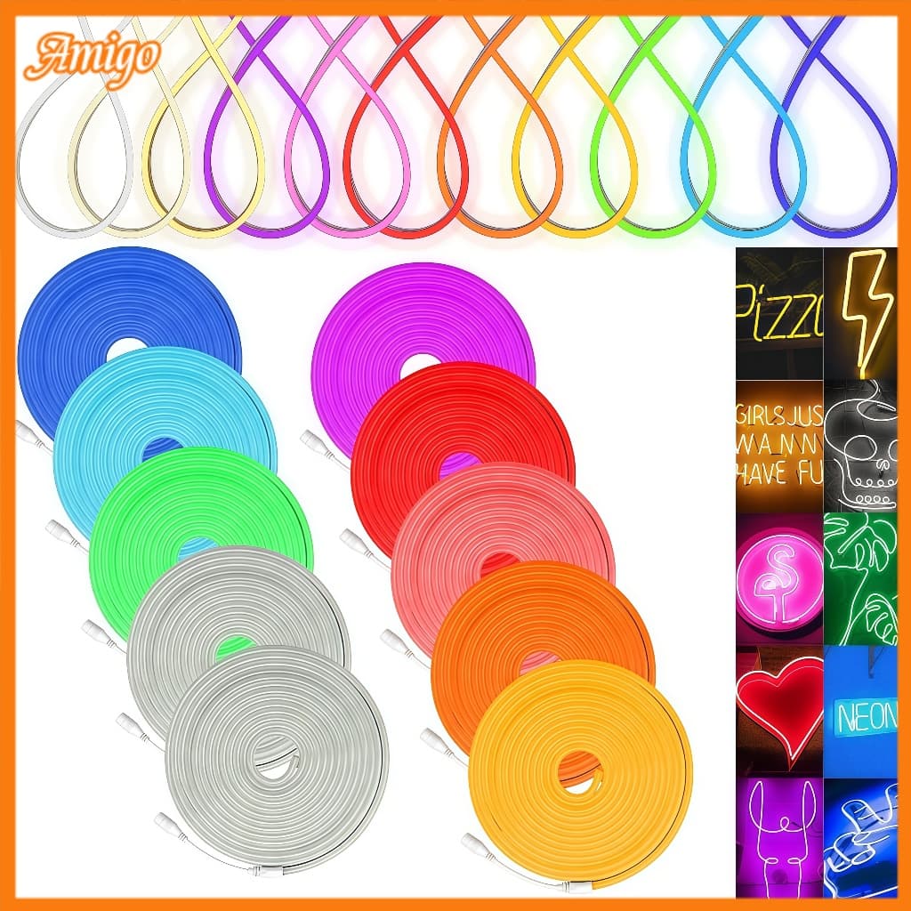 Fita de Led Mangueira Neon 5 Metros Corte 2.5cm Flex 12v Alto Brilho - Varias Cores