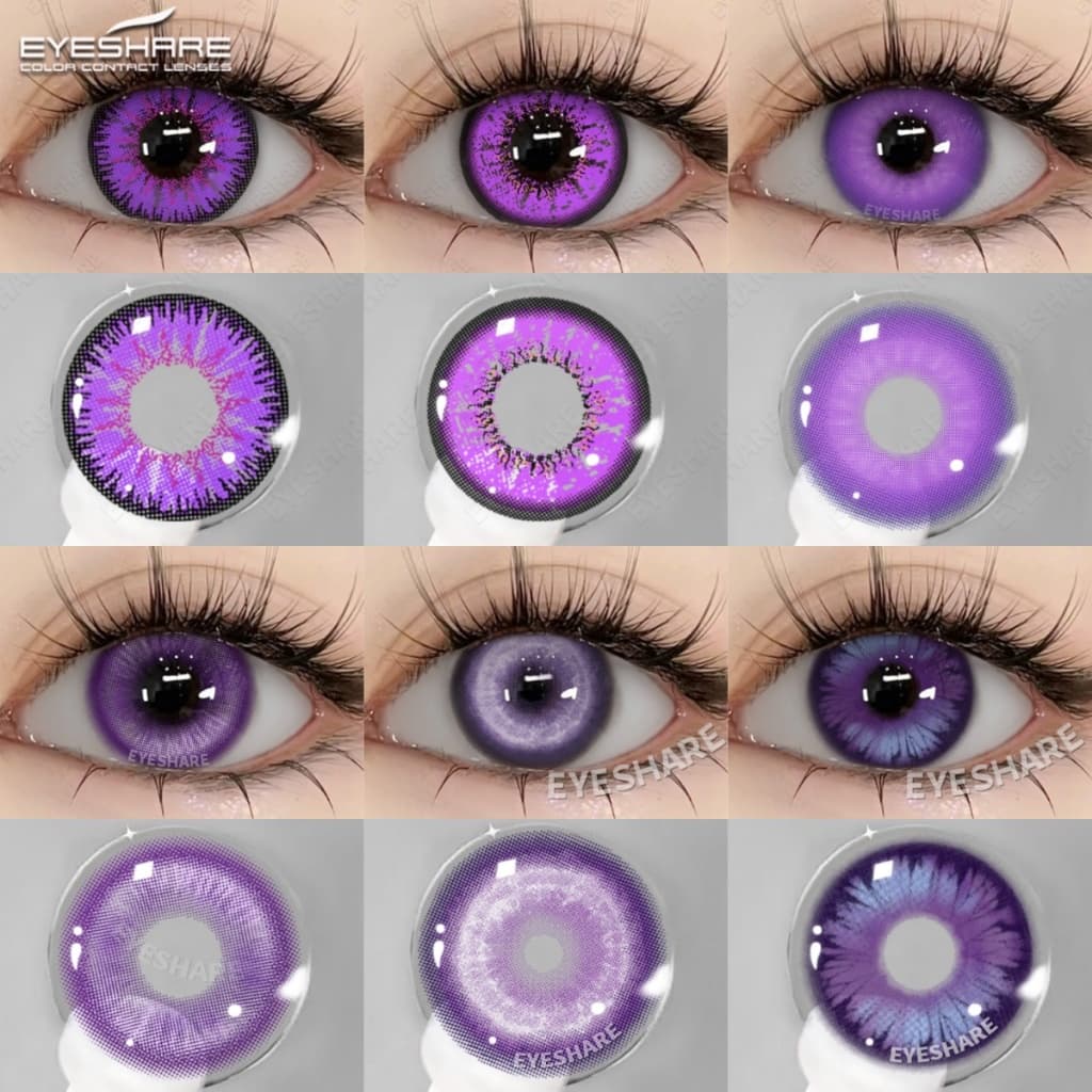 Eyeshare Lente De Contato Cor Roxa 1 Par Macia Para Cosplay Maquiagem Colorida Olhos Cosméticos DIA 14.0mm-14.5mm Navio