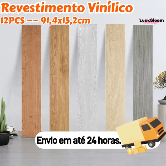12PC Piso Painel Revestimento Vinílico Adesivo Lavável Madeira