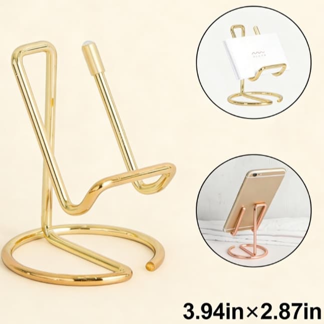 Suporte Celular Tablet Ipad Apoiador De Mesa Expositor Porta Cartão Visita Escritório Casamento Luxo Dourado Inox