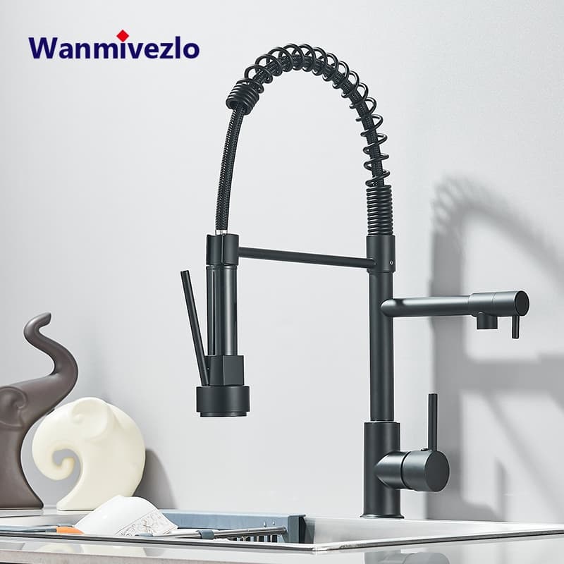 Torneira De Cozinha Gourmet Com Extensor De Spray-Preta