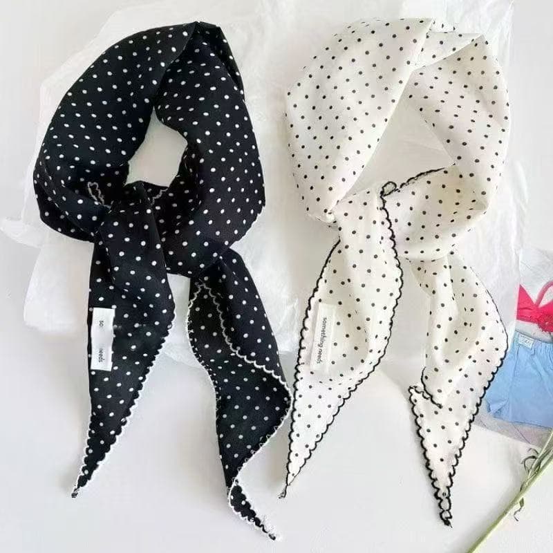 Versão coreana lenço de seda de bolinhas lenço triangular feminino moda lenço multiuso