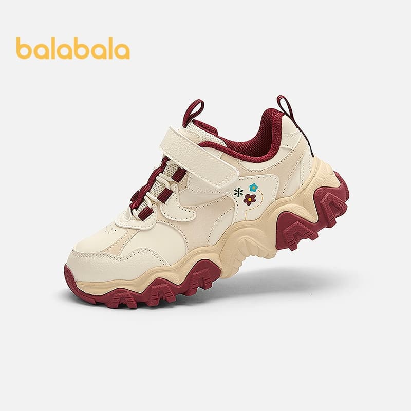 Balabala Crianças Sapatos Esporte Sapato Menina 2026 Nova Chegada Outono Inverno Sola Grossa Bloco De Cor Vermelho Papai