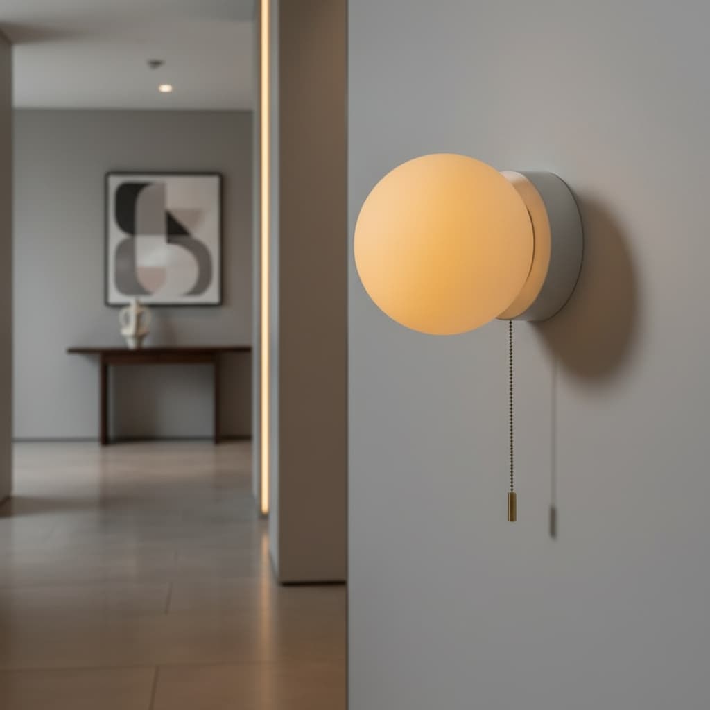 Bola Branca Leitosa Led Arandelas De Parede Luz Da Escada Moderna Decoração Para Casa Com Interruptor De Tração Adequado