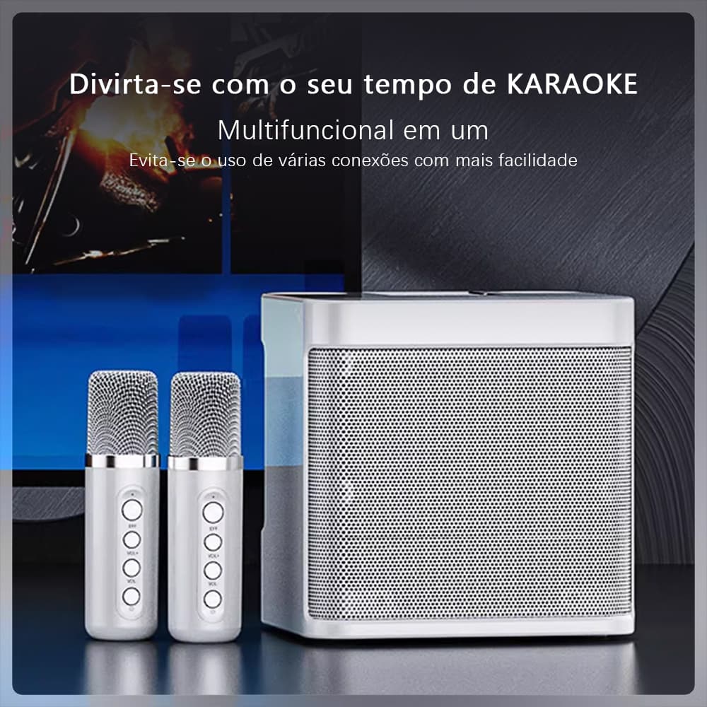 YS203 Caixa de Som Bluetooth Karaokê Com Dois Microfones Alto-falante de Potência