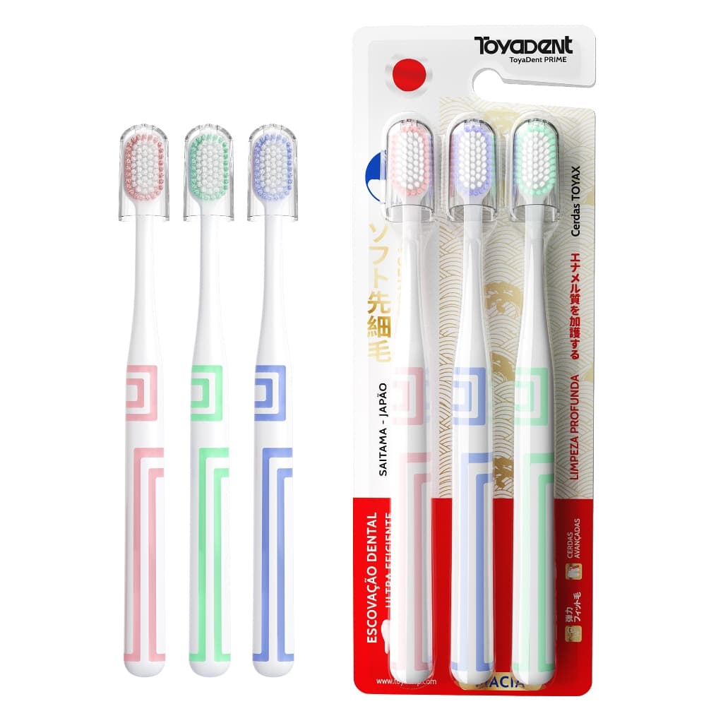Escova de dentes TOYADENT, cerdas macias, 3 cores disponíveis, cabo antiderrapante, limpeza profunda