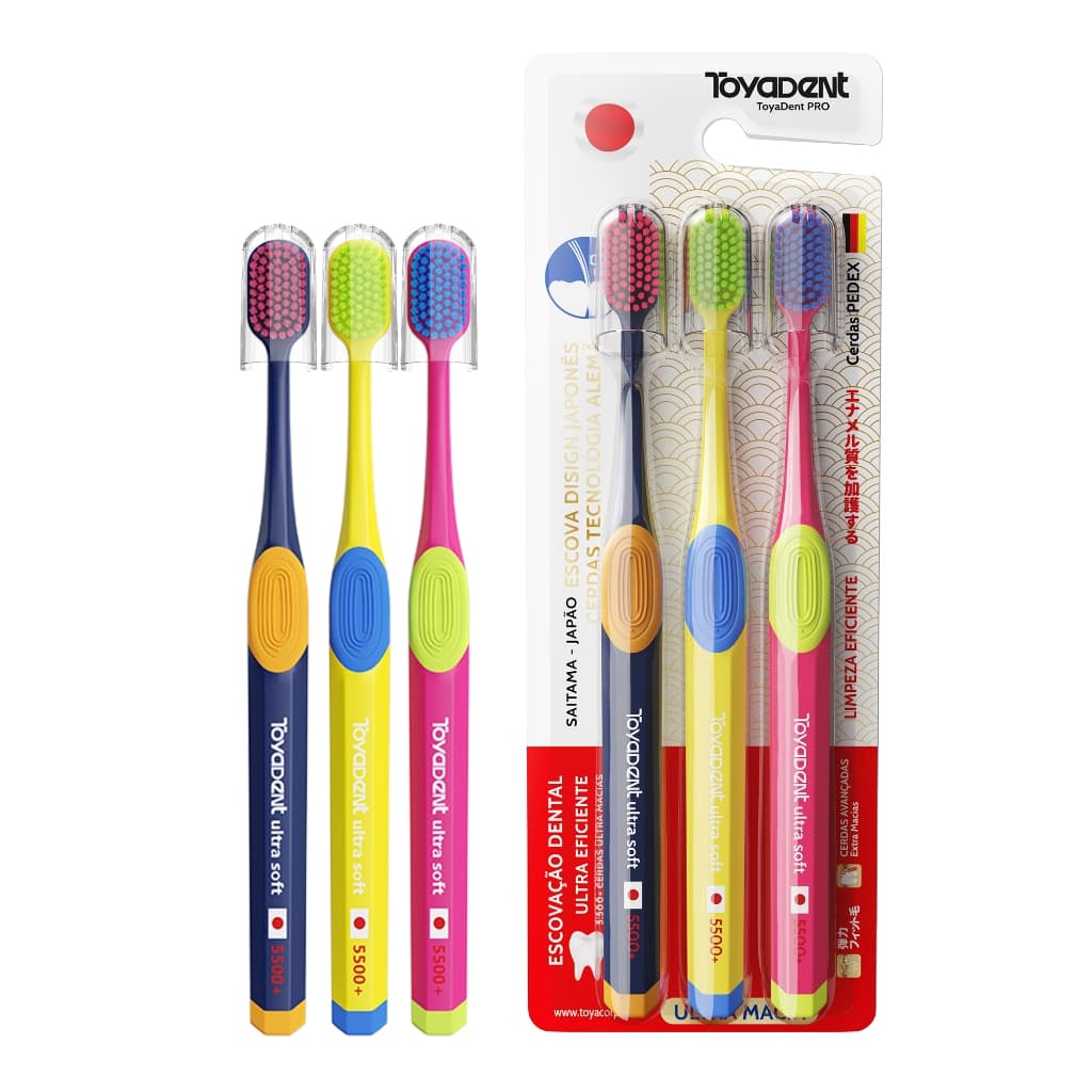 TOYADENT escova dentes ultra macia, 5500+ pêlos de escova, casa 6 cores -19 cm