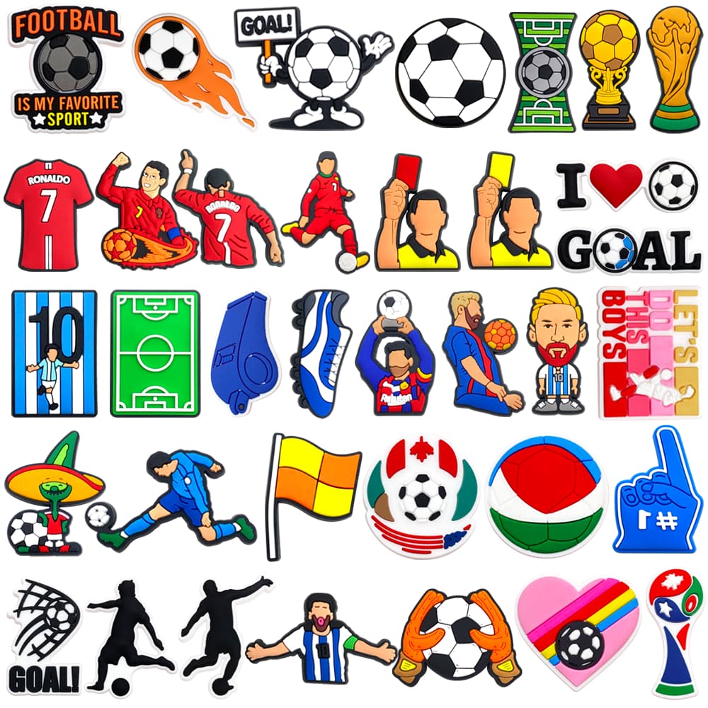 Nova Série De Esportes De Futebol MEIDJ Sapato Encantos Sandálias Pingente Botão Tamanco Pinos Presentes Para Amigos