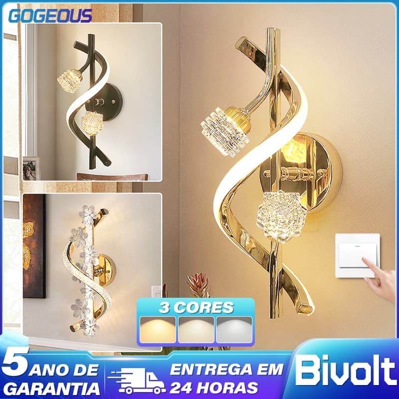 3 Cores 110V-220V Arandela Luminária De Parede Cristal LED Sala De Estar Quarto Corredor Luxo Moderno