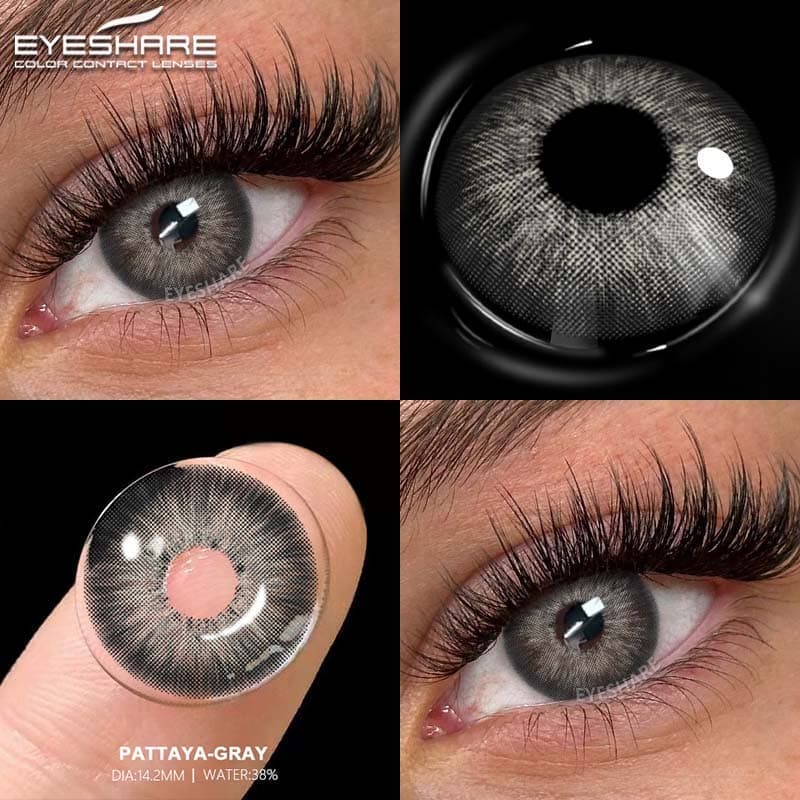 Eyeshare 1 Par De Lentes De Contato Naturais Lente De Cores Chocolate/Azul/Cinza/Verde 14.2-14.5mm Olhos Grandes Estilos