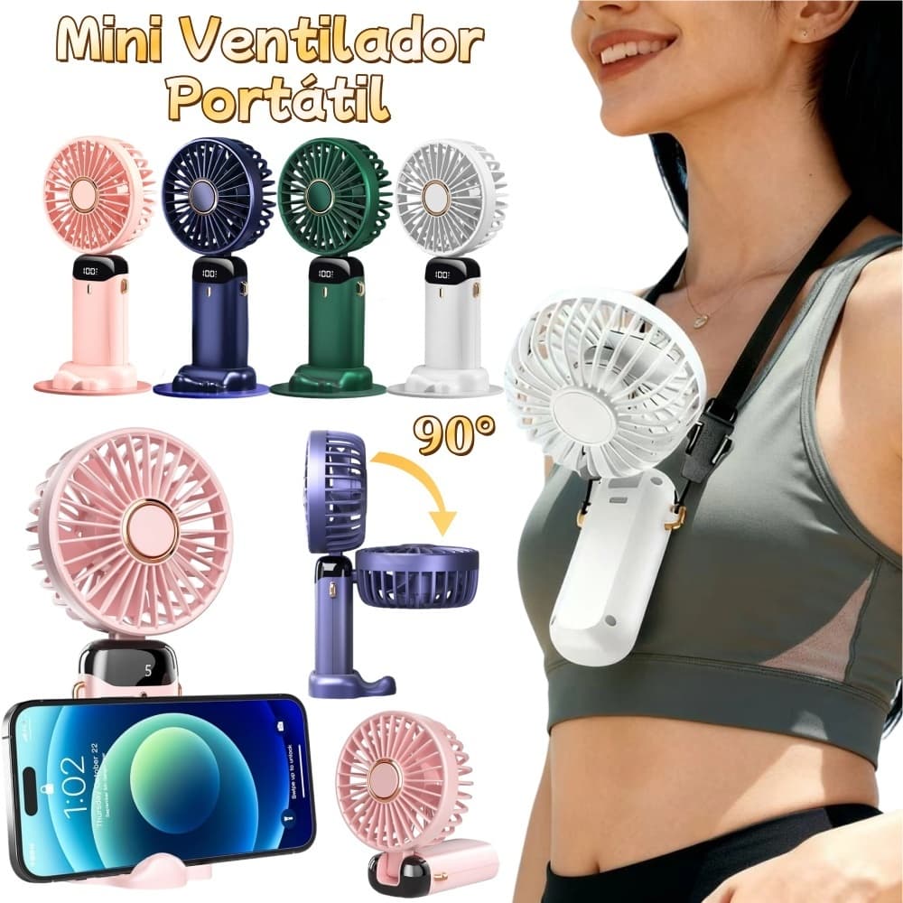 5 Em 1 Mini Ventilador USB Ventilador Portátil Portátil 5 Velocidades Display Digital Recarregável 4000mAh