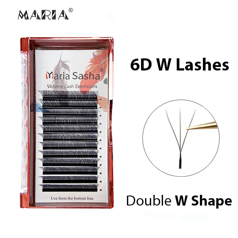 MARIA Duplo 3D W Extensões De Cílios 6D Etiqueta Privada Pacotes De Atacado Suprimentos Clusters Volume