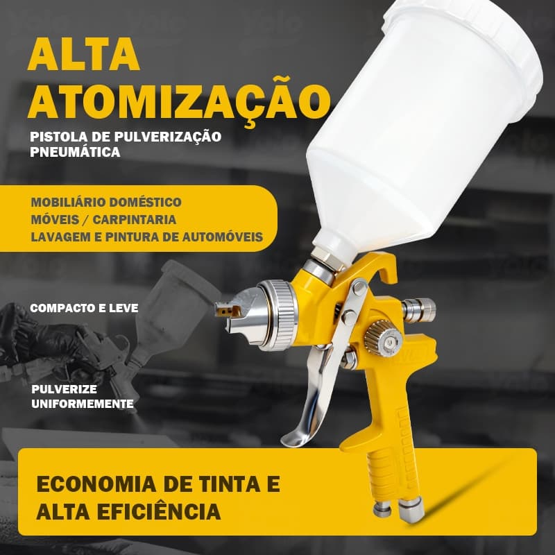 Pistola Pulverizadora De Gravidade Automotiva Profissional 600ml Com Bicos De 1.4MM/1.5MM