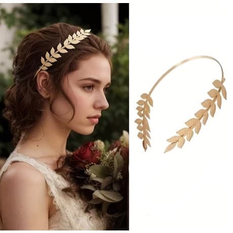 Tiara de Folhas Coroa Grega Design Artístico e Estiloso Para Sessões de Fotos e Looks Criativos e Festas