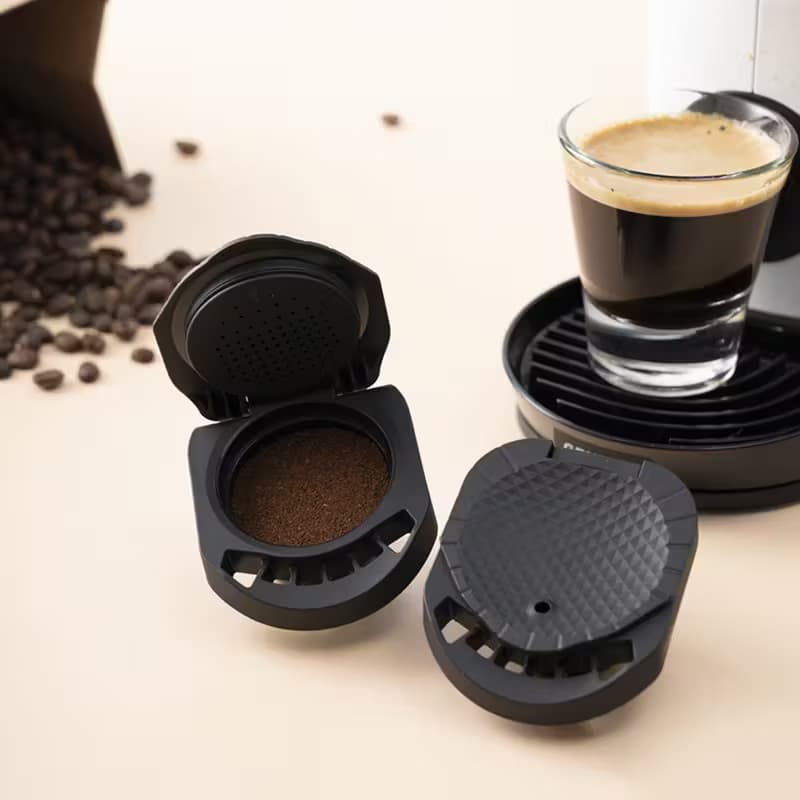 Adaptador Preto Para Cafeteira Portátil Reutilizável Com Cápsulas Recarregáveis Café Moído