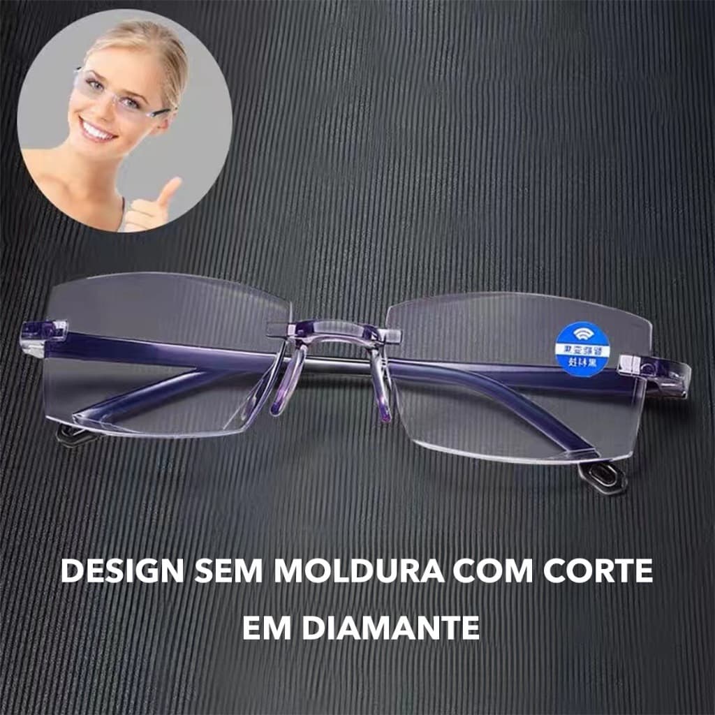 2026 Novo estilo de óculos com detalhes de diamante - Design sem moldura, estrutura resistente ao desgaste de Material T
