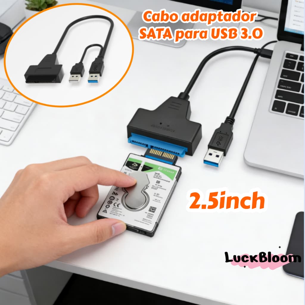 Cabo Conversor Adaptador Usb 3.0 Sata Dual + usb 2,0 12v 2a Hd