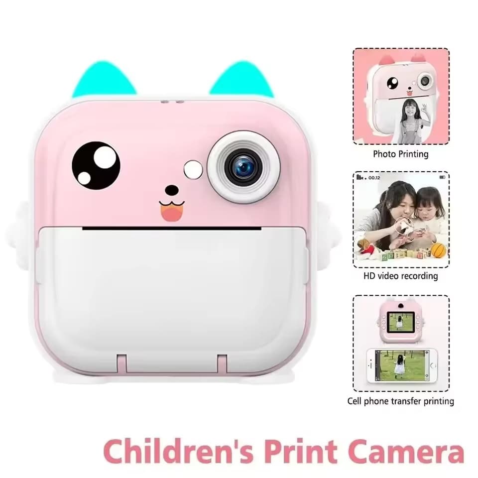 Crianças Câmera De Impressão Instantânea Mini Vídeo Digital Para 1080P Tela HD Brinquedo Ao Ar Livre Papel Térmico