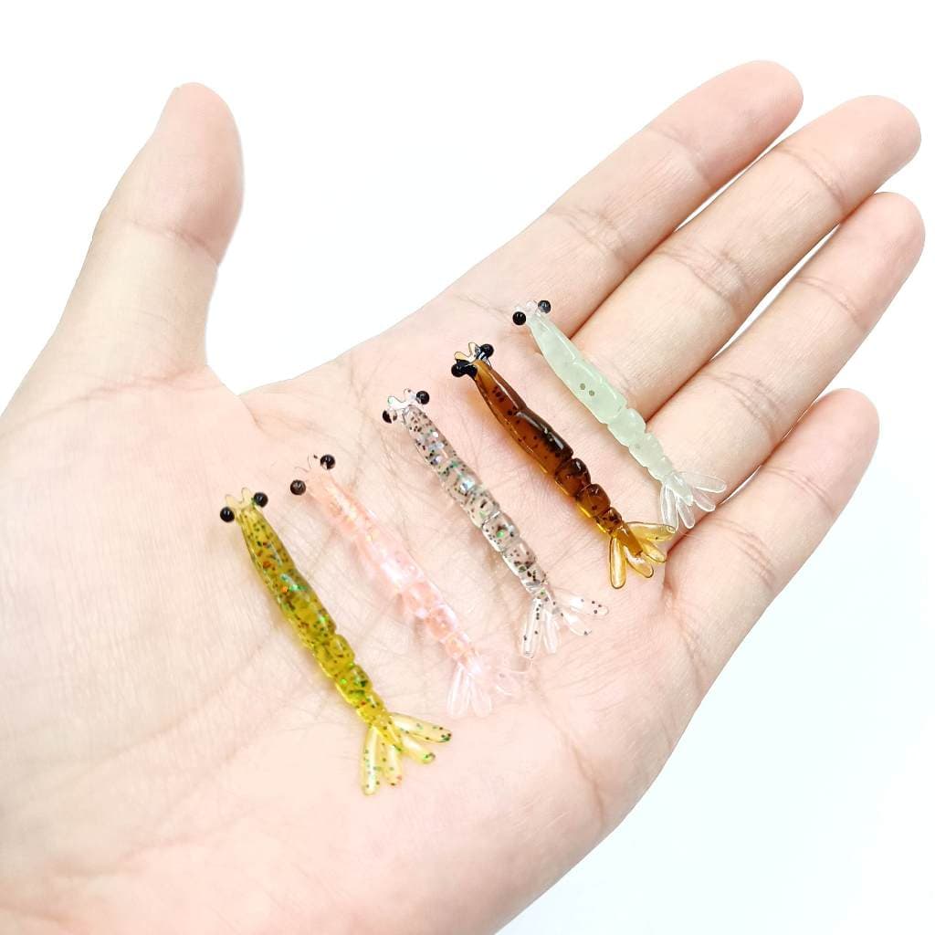 DUODUOYU 20 Peças Mini Iscas De Pesca Macias De Camarão 0.4g/40mm Multiarticulado Isca Artificial De Silicone Macio Equi