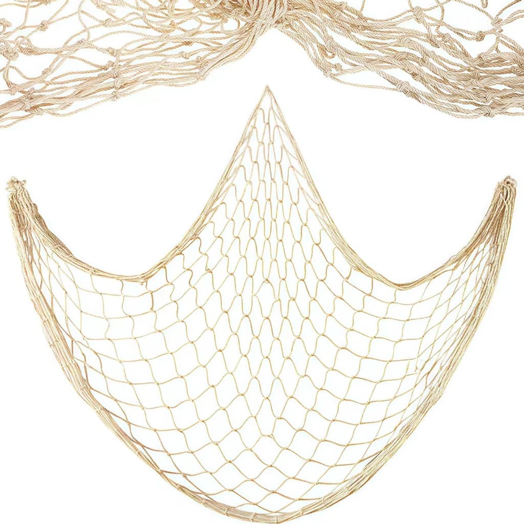 Decoração De Rede De Pesca Natural 100 * 200M , Decorações Peixes De Praia De Poliéster Bege Para Festa De Aniversário D