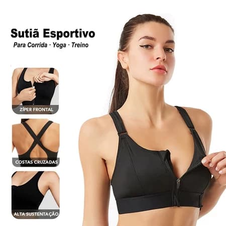 Sutiã Top Academia Top Alto Impacto Ajustável Com Zíper Frontal Sutiã Superior de Fitness para Ioga