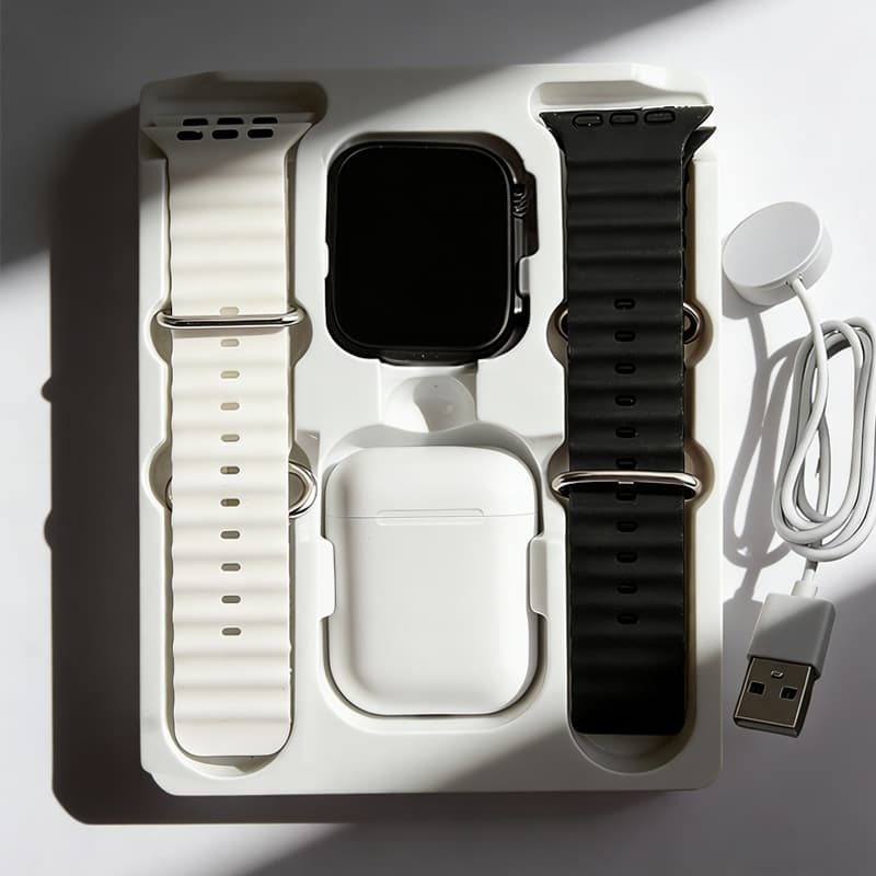 Conjunto 5 Em 2/4 Smartwatch Relógio Inteligente i12 Fone De Ouvido Sem Fio Esportivo Digital De Negócios Kit De Present