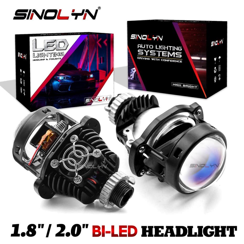 Sinolyn Bi LED Farol Lente Do Projetor Para H4/H7/9005/9006 Carro Motocicleta 1.8/2.0 Kit De Substituição
