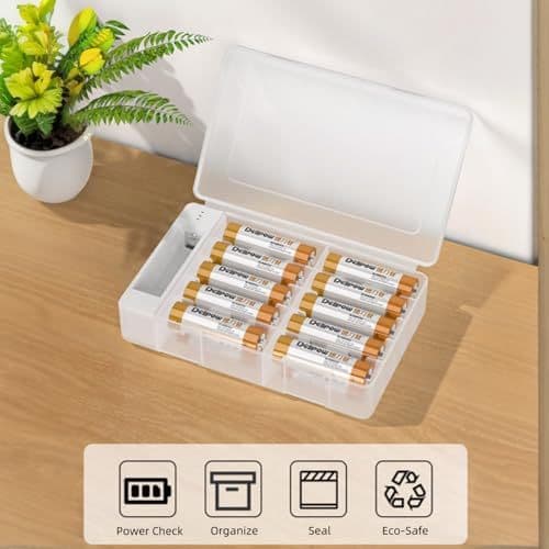 Caixa transparente para organizadores bateria com testador divisórias para armazenamento tribleA