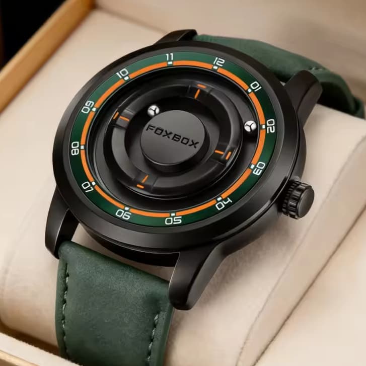 FOXBOX Relógio Masculino Original À Prova D'água Moda Criativa Ponteiro De Rolagem De Pulso De Força Magnética