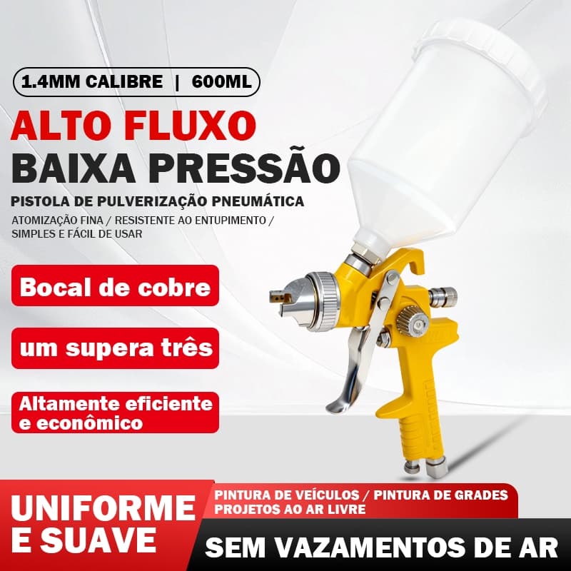 Maquina de Pintura Pistola Automotiva Gravidade mais 1.4mm Bicos 600ml