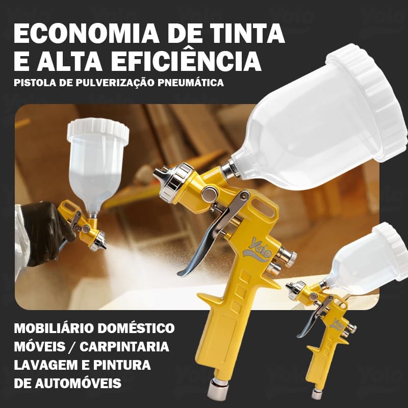 Maquina de Pintura Pistola Yolo Profissional Automotiva Gravidade mais 1.5mm Bicos Bojão 500ml