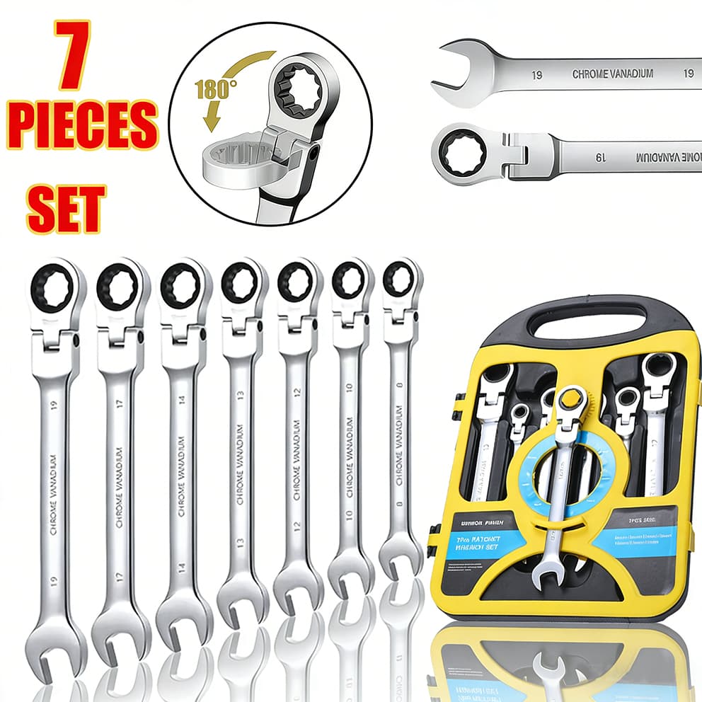 Kit 7 Peças Chave Ferramenta Combinada Catraca Boca Profissional