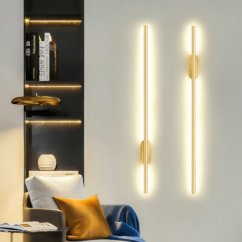 Arandela de Parede Linear Dourada Moderna - 3 Cores em 1 Luz De LED Instalação Fácil 110V-220V