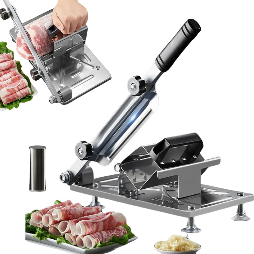 Fatiador de Carnes Manual em Aço Inox para Cozinha Doméstica e Cortes Precisos