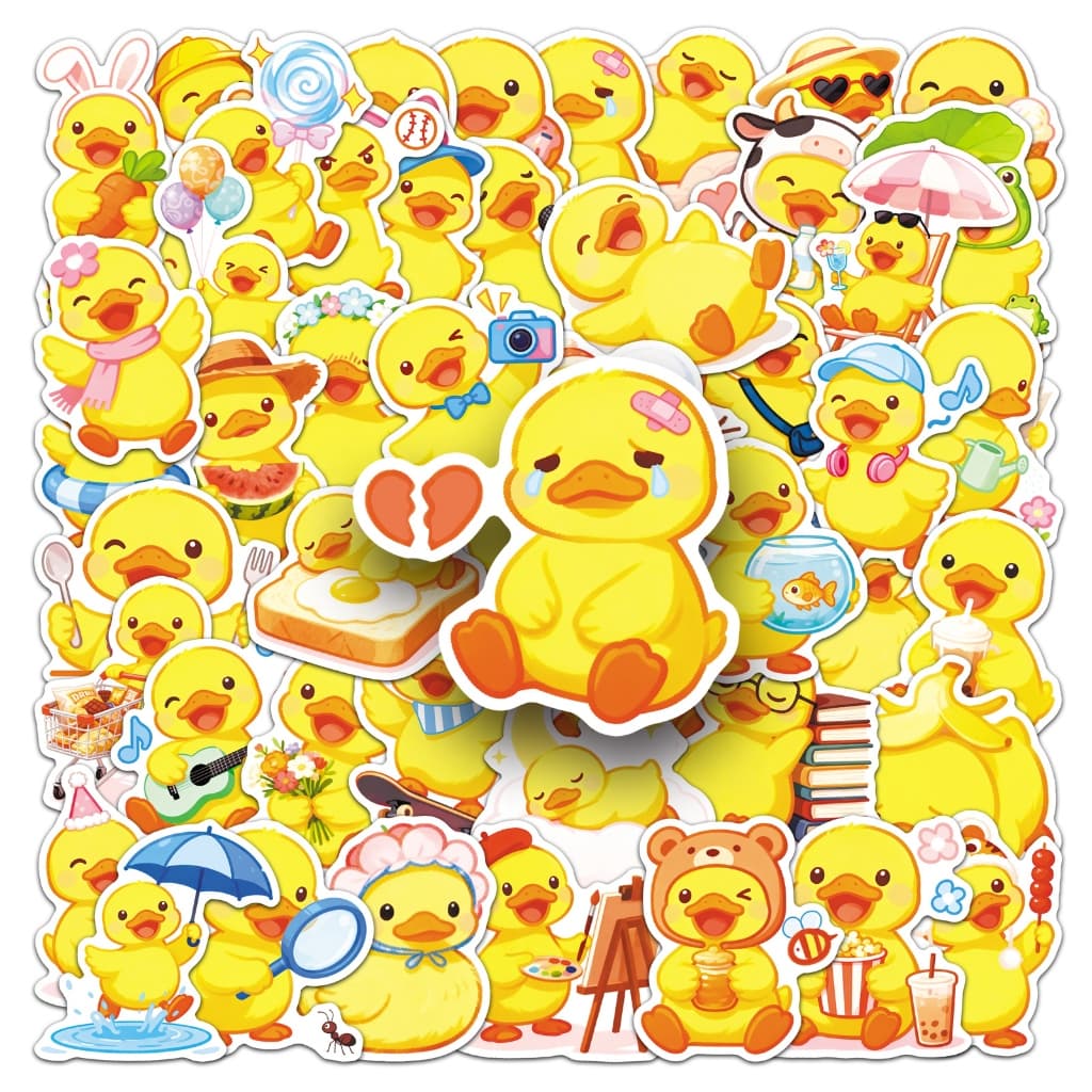 50 Pçs Bonito Pequeno Pato Amarelo Adesivo À Prova Dwaterproof Água Para Tumbler Portátil Caso Do Telefone Adesivos De C
