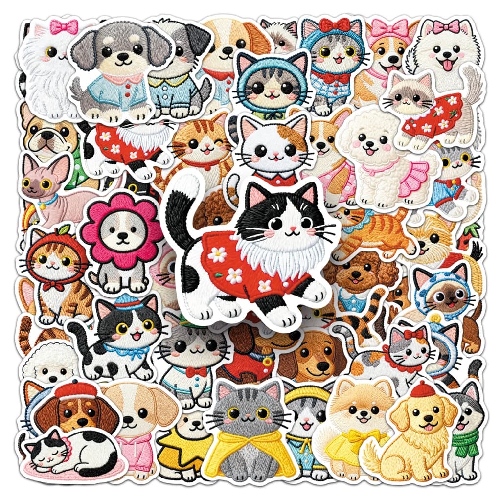 Super Fofo 50 Peças Adesivos Bordados Gato Cachorro Meme Para Telefone/Laptop/Scrapbook/Arte/Capacete Adesivo Graffiti À
