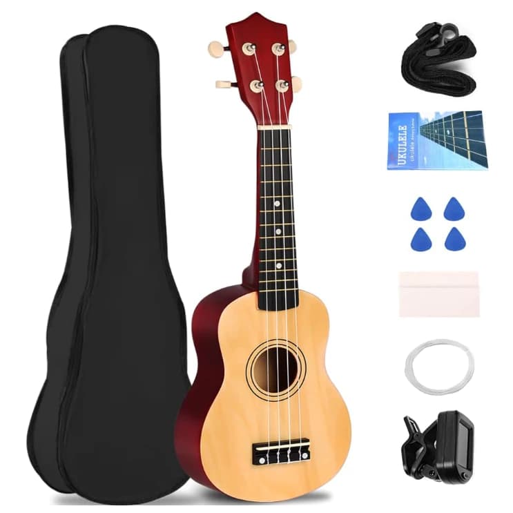 Ukulele Instrumento Musical Mini 21 Polegadas, Tipo Cavaquinho Profissional para Iniciantes, Guitarra Pequena 4 Cordas