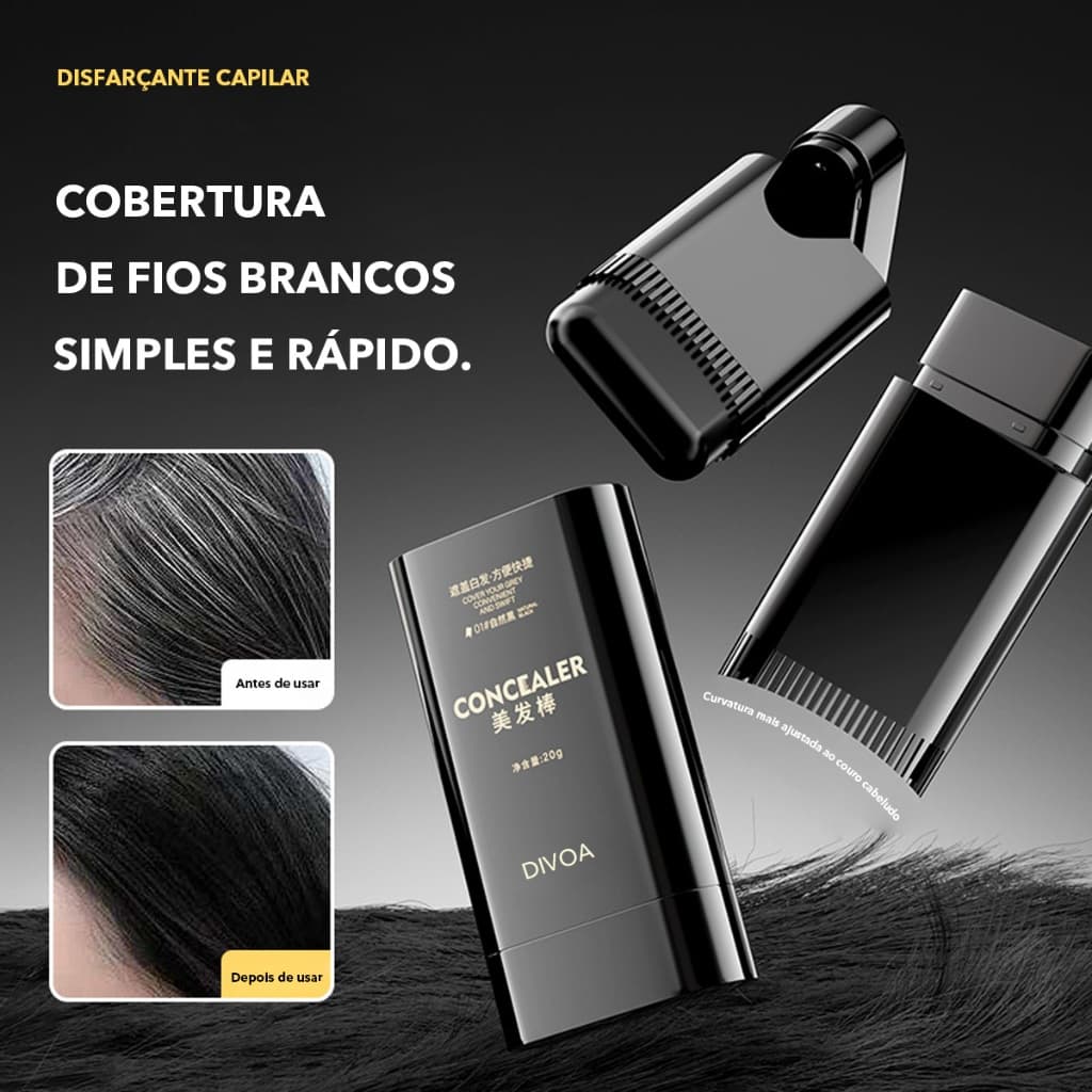 Caneta para colorir cabelos com pente, à prova d’água e suor, fácil de usar, ideal para cobrir cabelos grisalhos
