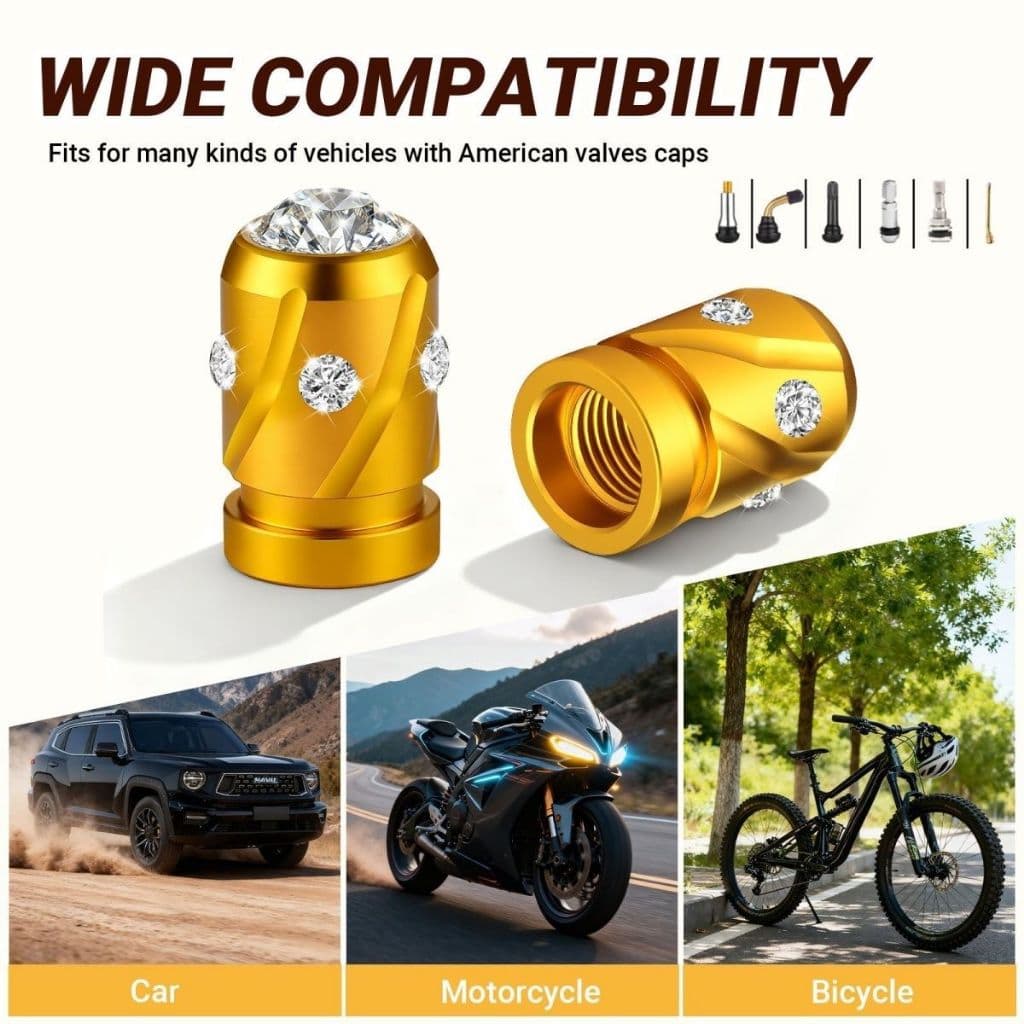 Tampa da válvula do carro Premium diamante-cravejado pneu à prova de vazamento capa motocicleta/bicicleta núcleo da válv