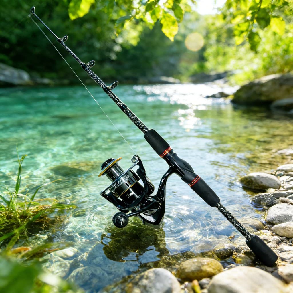 Vara Pesca + Molinete 12 Eixos - Haste Sensível Anel Cerâmica Alça EVA Antiderrapante Multí-Água