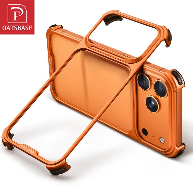 OATSBASF Minimalismo Metal Phone Case Para IPhone 17 Pro Max/Proteção Sem Bordas À Prova De Choque