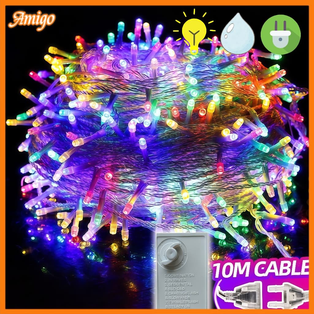 Pisca Pisca Natal 10M Luz Colorida 100 Leds 110V - Decoração Árvore, Janela & Festa | Multiuso e Fácil Instalação