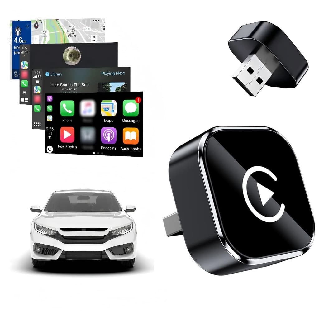 Adaptador Sem Fio 2 Em 1-CarPlay Android Auto , Mini AI Box , BT WiFi , Para Com , Acessório Inteligente Carro