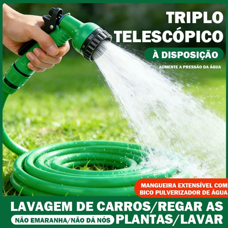 Mangueira Extensível 15/30m Flexível 7 Modos de Água Prática para Lavagem de Carros Rega e Limpeza de Plantas